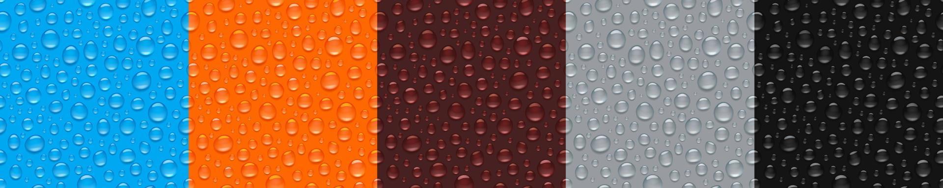 Textures of water drops on colored background vector