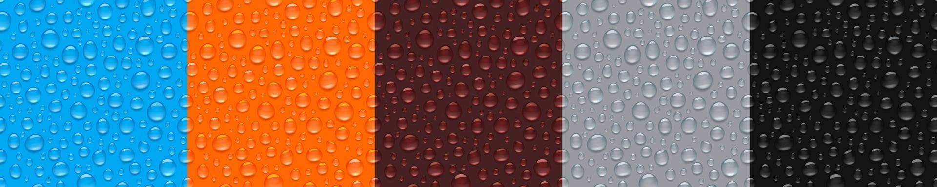 Textures of water drops on colored background vector