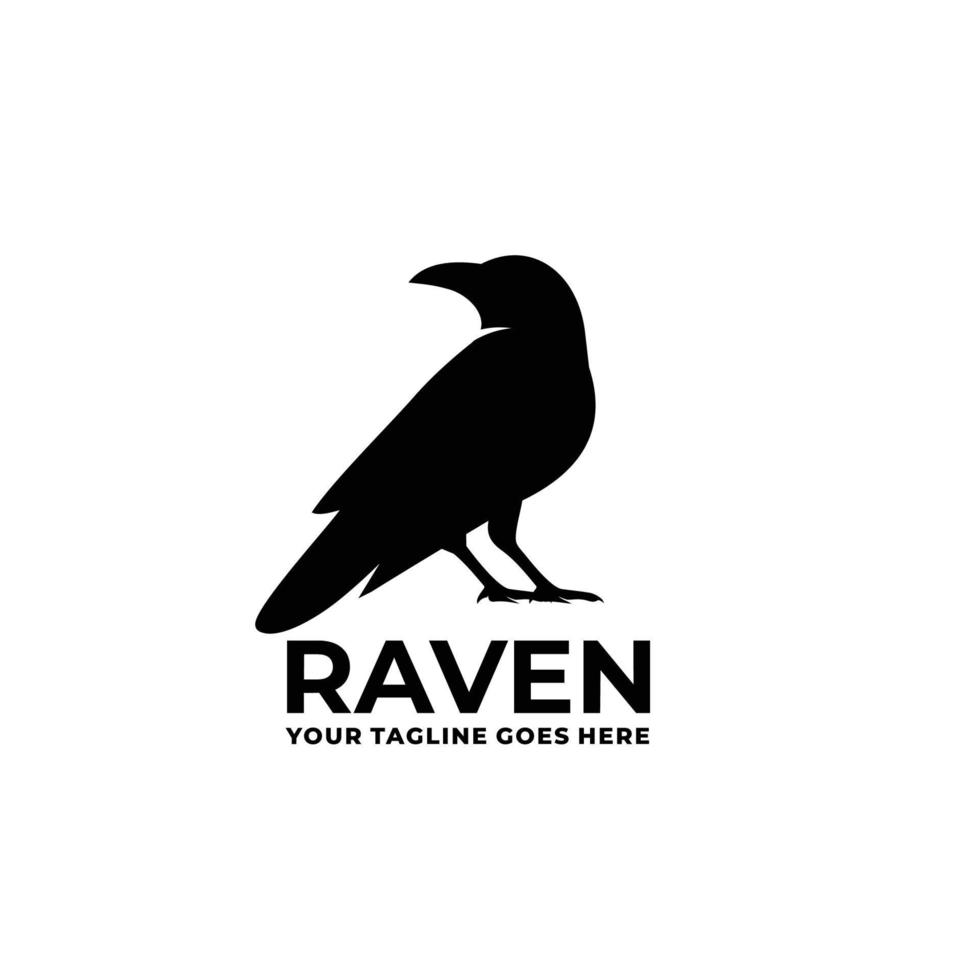 Raven simple flat logo design vector