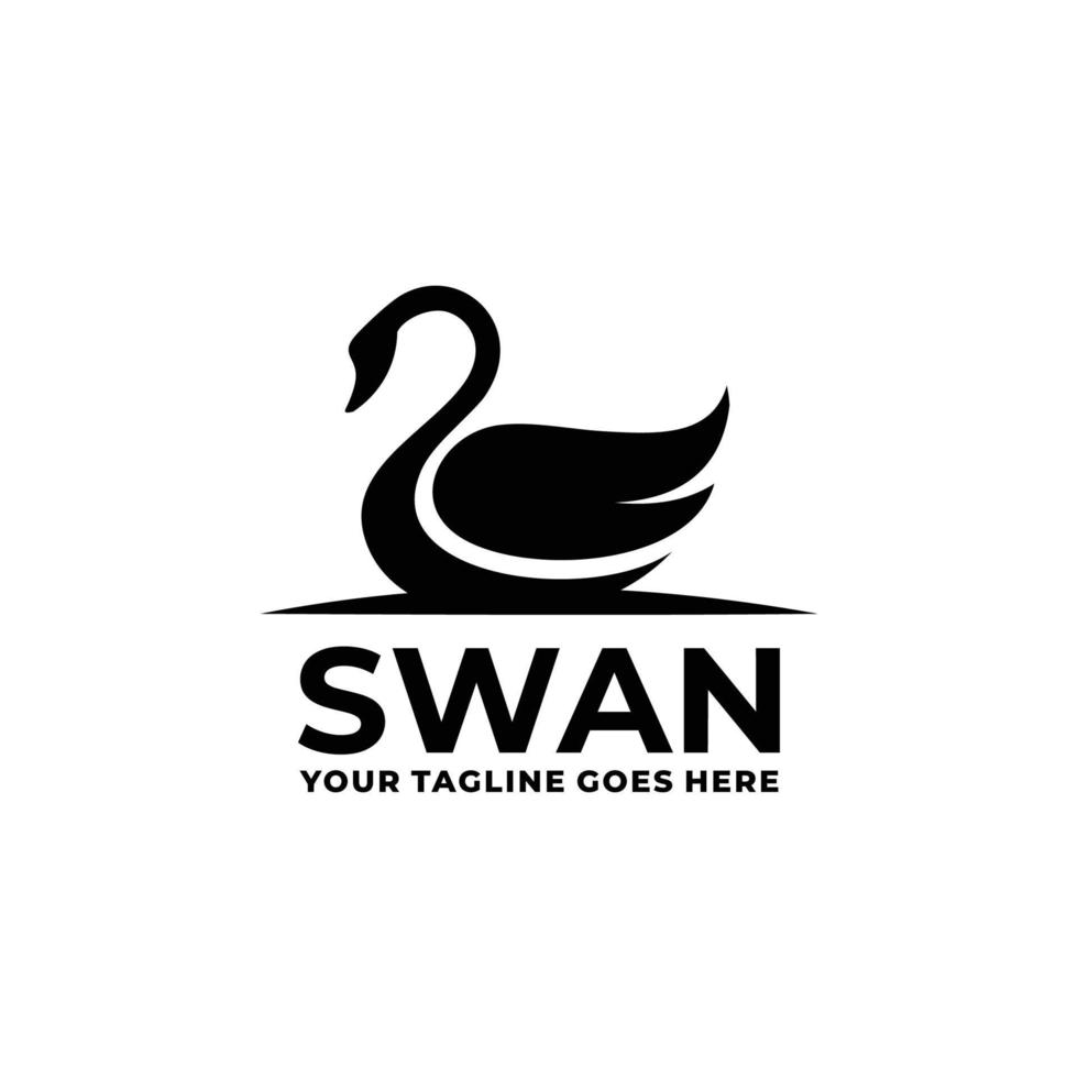 Swan simple flat logo design vector