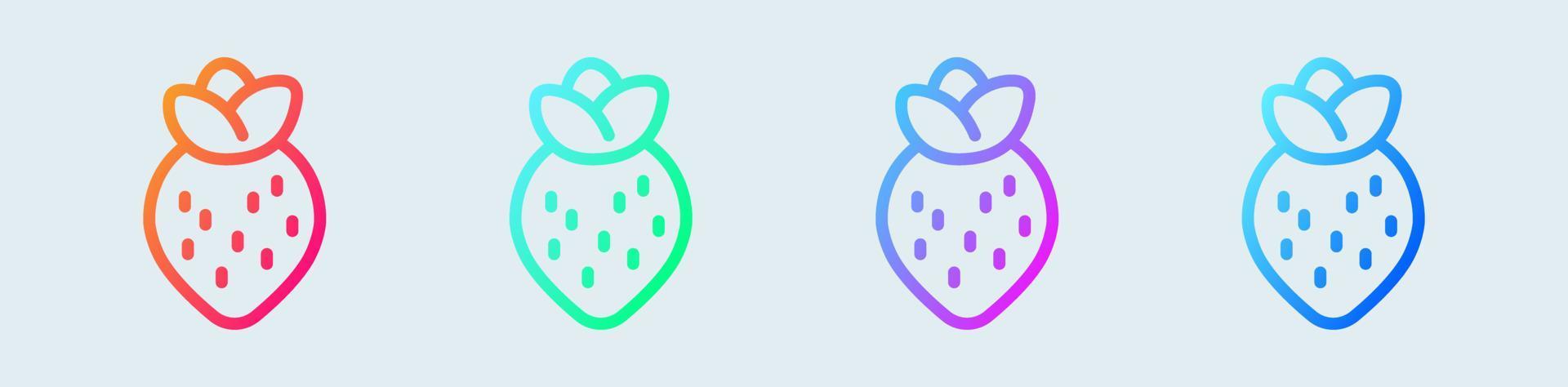 icono de línea de fresa en colores degradados. ilustración de vector de signos de fruta.