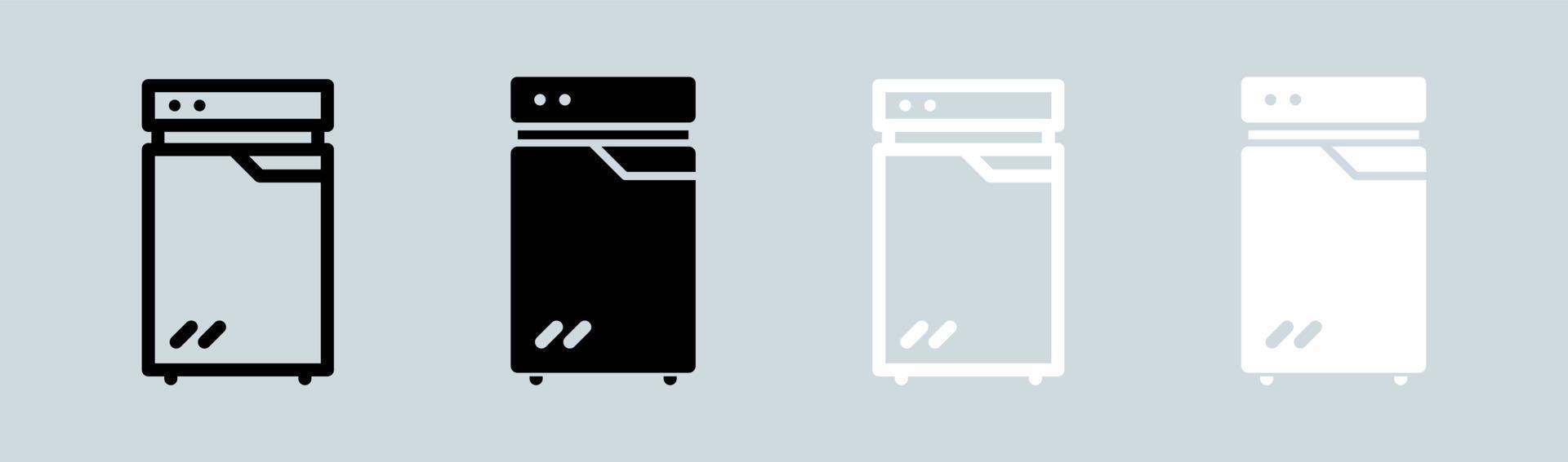 Freezer icon set in black and white. Refrigerator signs vector illustration.