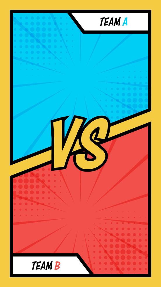 Vs or versus poster concept in cartoon design style. Battle background illustration. vector
