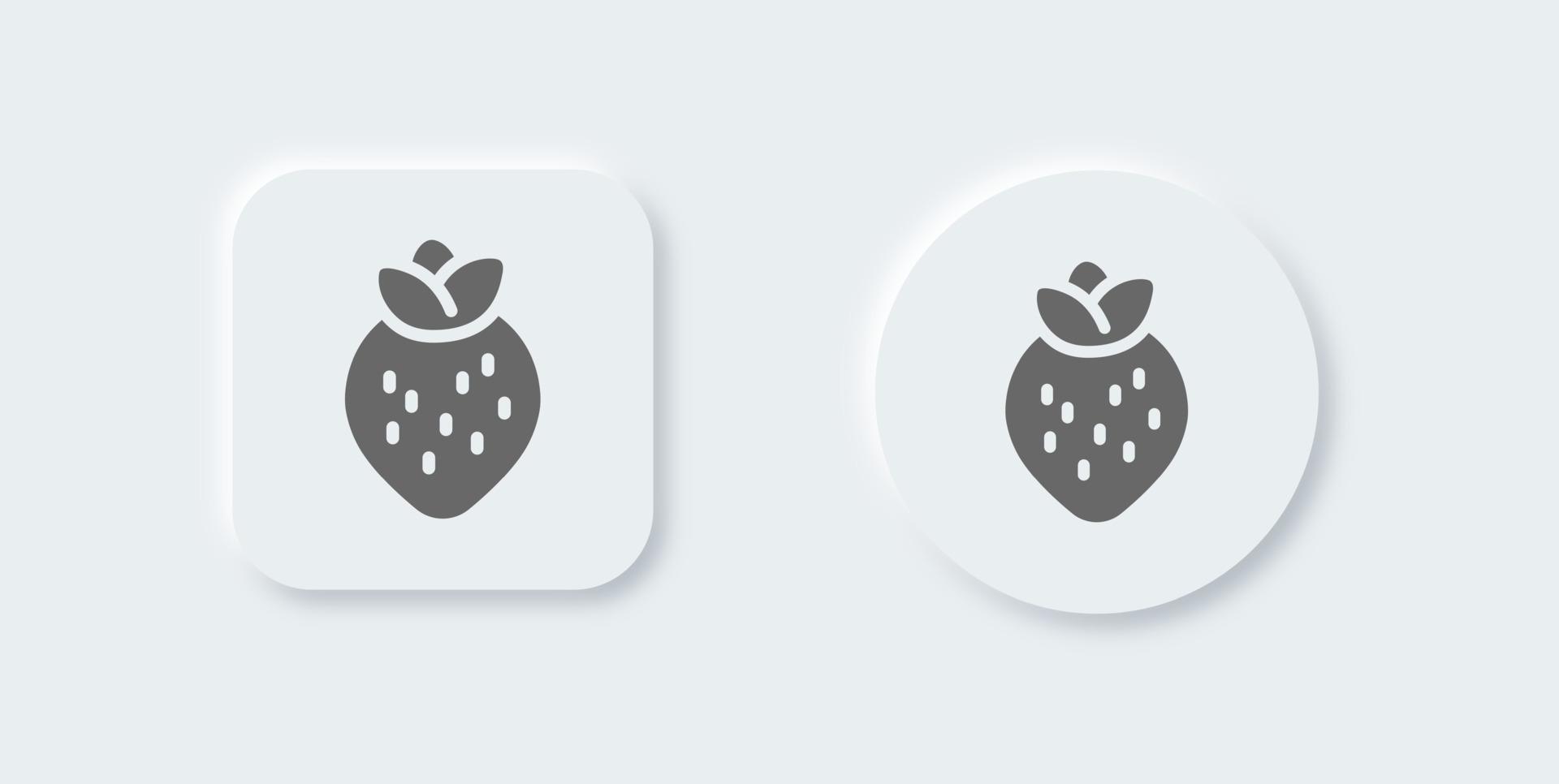 icono sólido de fresa en estilo de diseño neomórfico. ilustración de vector de signos de fruta.