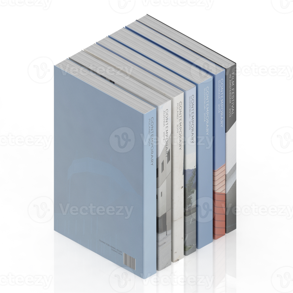 render 3d de libros isométricos png