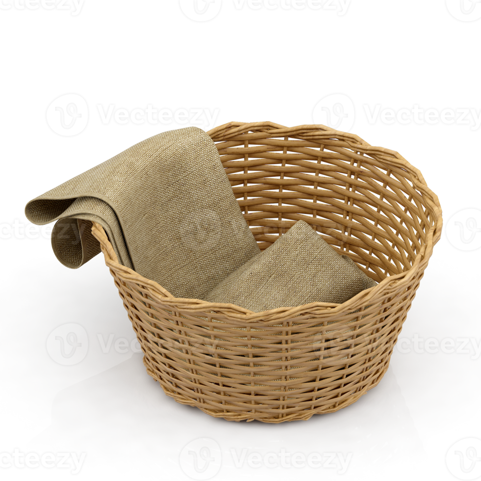 Isometric Picnic basket isolated 3D render png