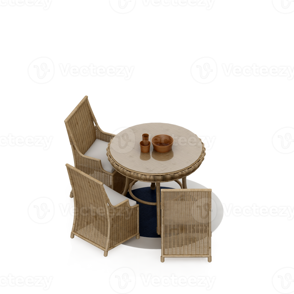 Isometric Table Set 3D render png