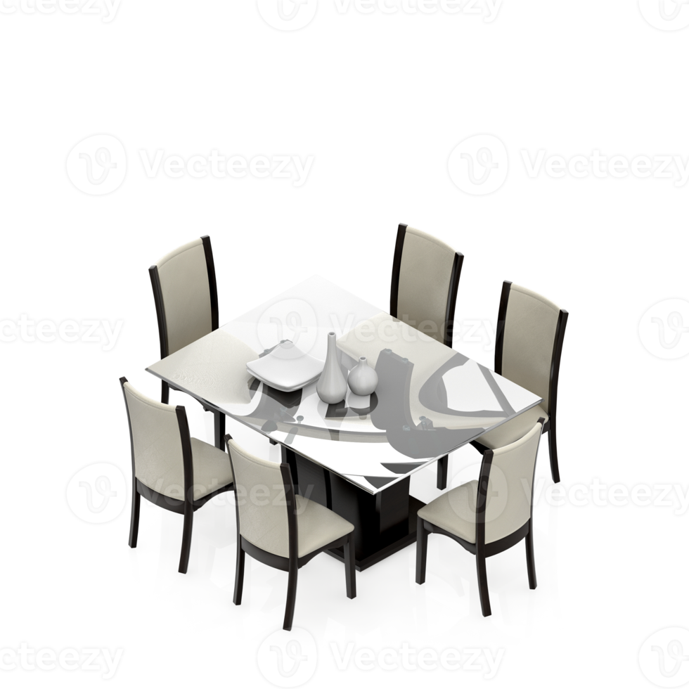 Isometric Table Set 3D render png