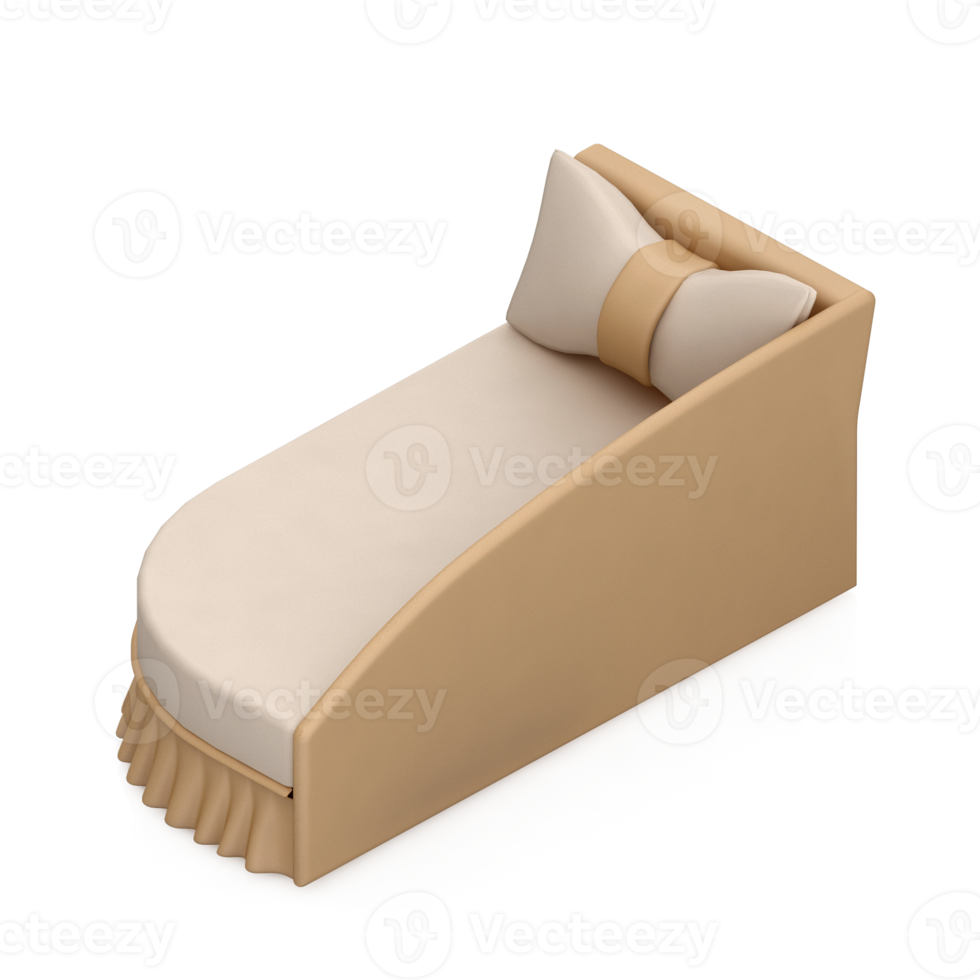 Isometric Bedroom 3D render png