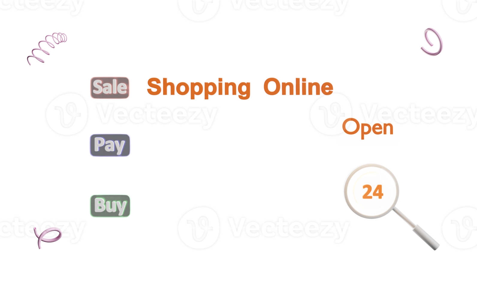 tablet with store front, buy, sale, pay, open 24 label tag isolated. online shopping concept, 3d illustration or 3d render png