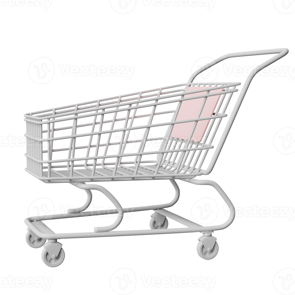 carrinho de compras 3D com espaço vazio isolado. ilustração de renderização 3d do conceito png