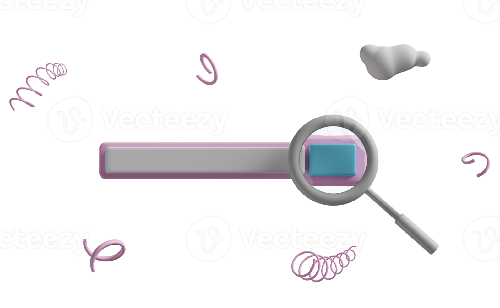 grey magnifying glass with blank search bar,cloud isolated. minimal web search engine or web browsing concept,3d illustration or 3d render png