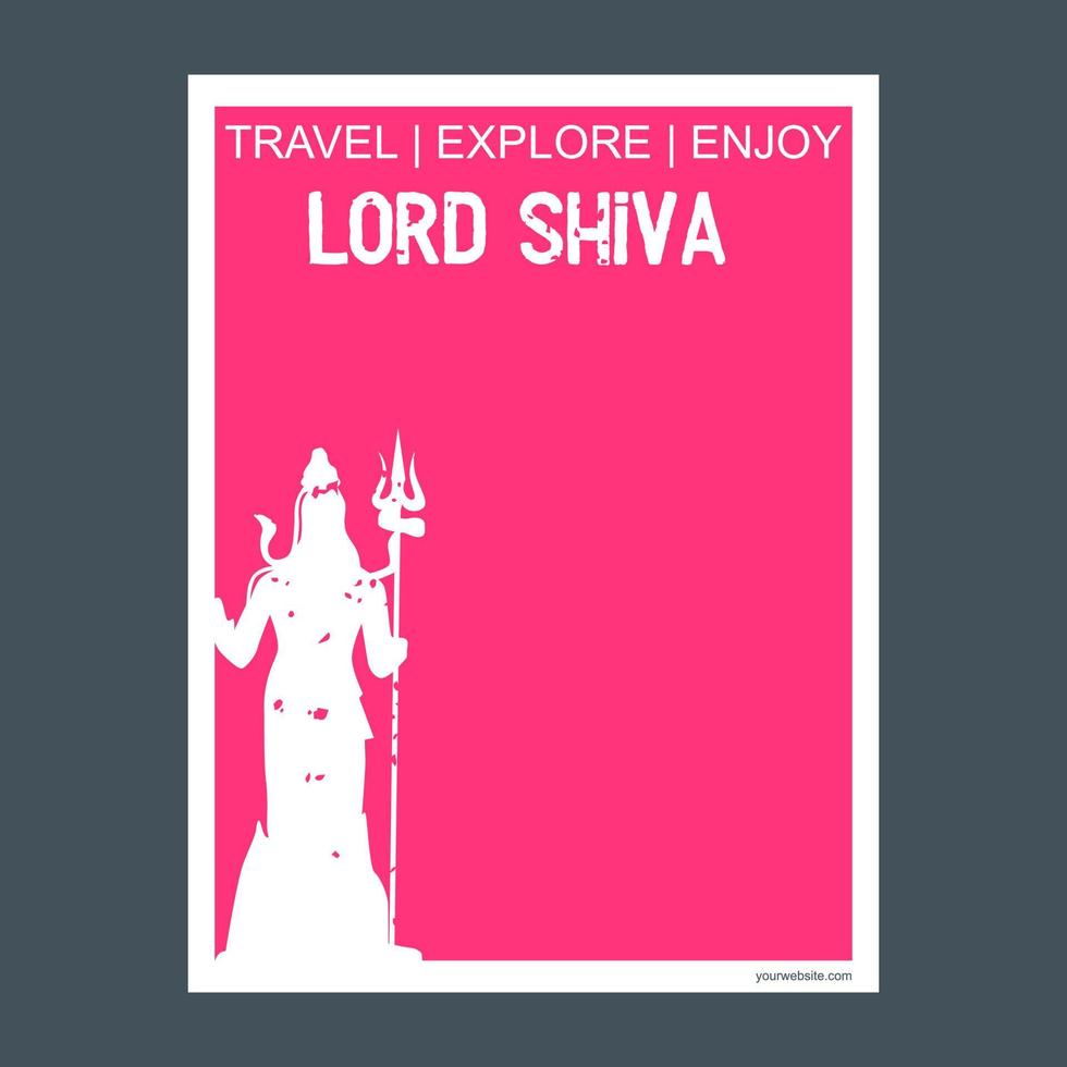 lord shiva india monumento hito folleto estilo plano y tipografía vector