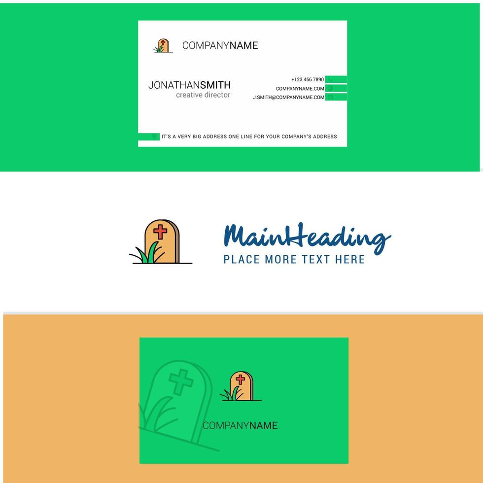 Beautiful Grave Logo and business card vertical Design Vector