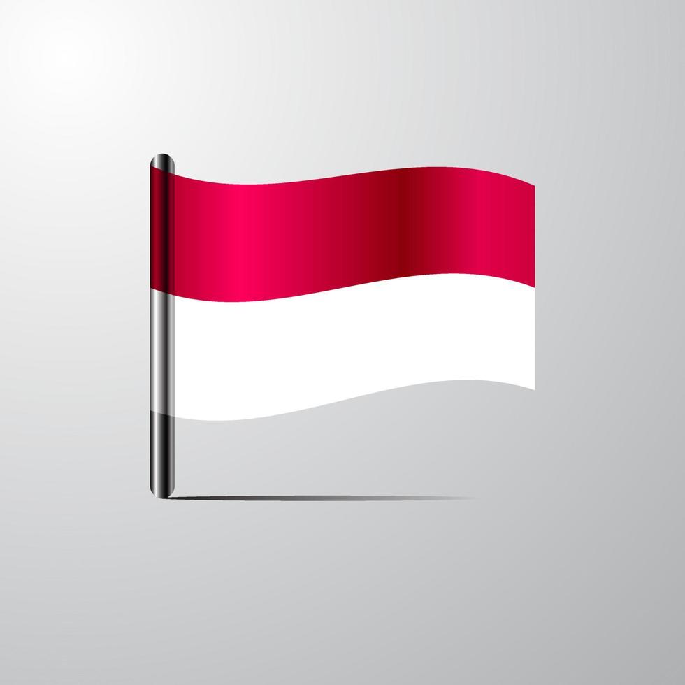 Indonesia waving Shiny Flag design vector