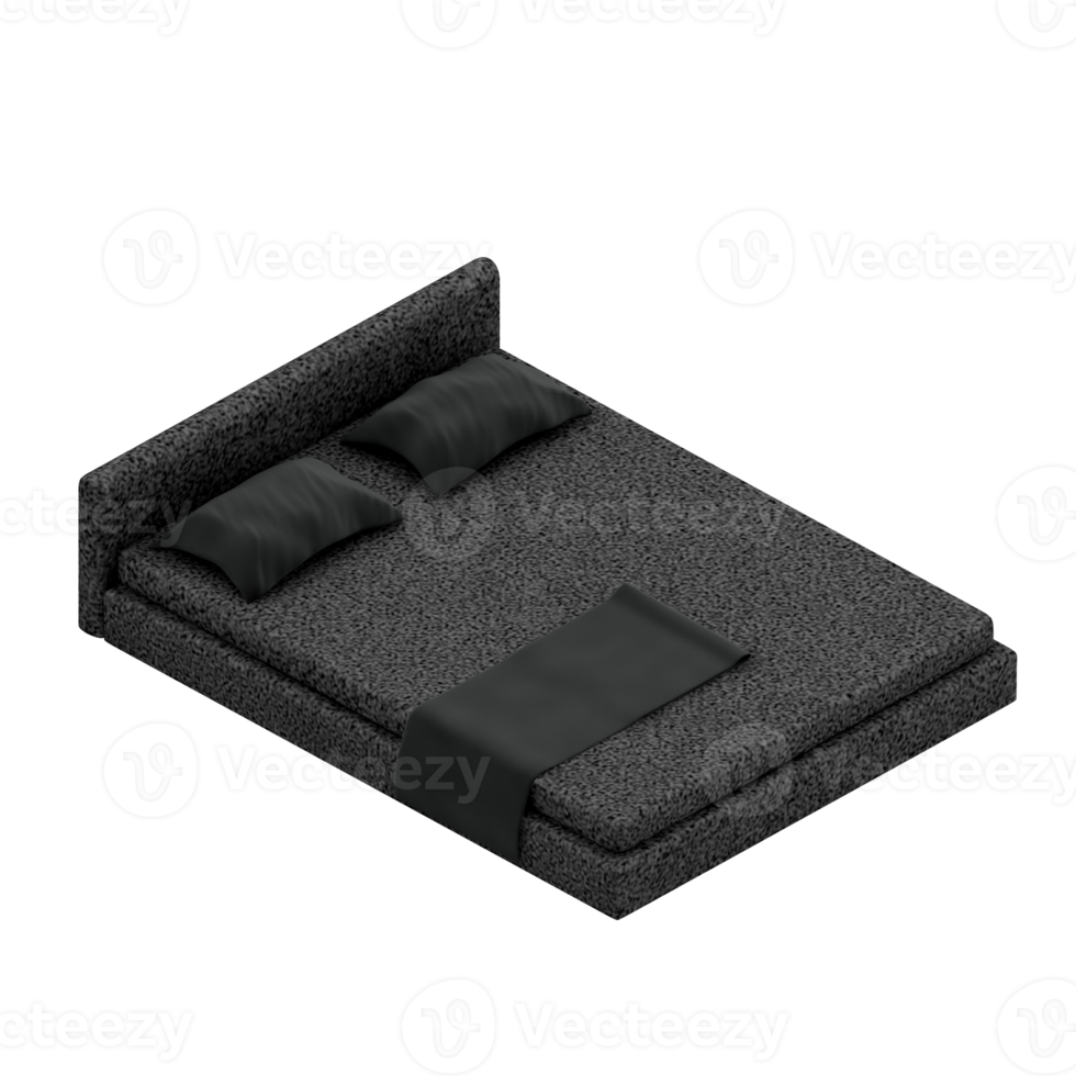 Isometric Bedroom 3D render png