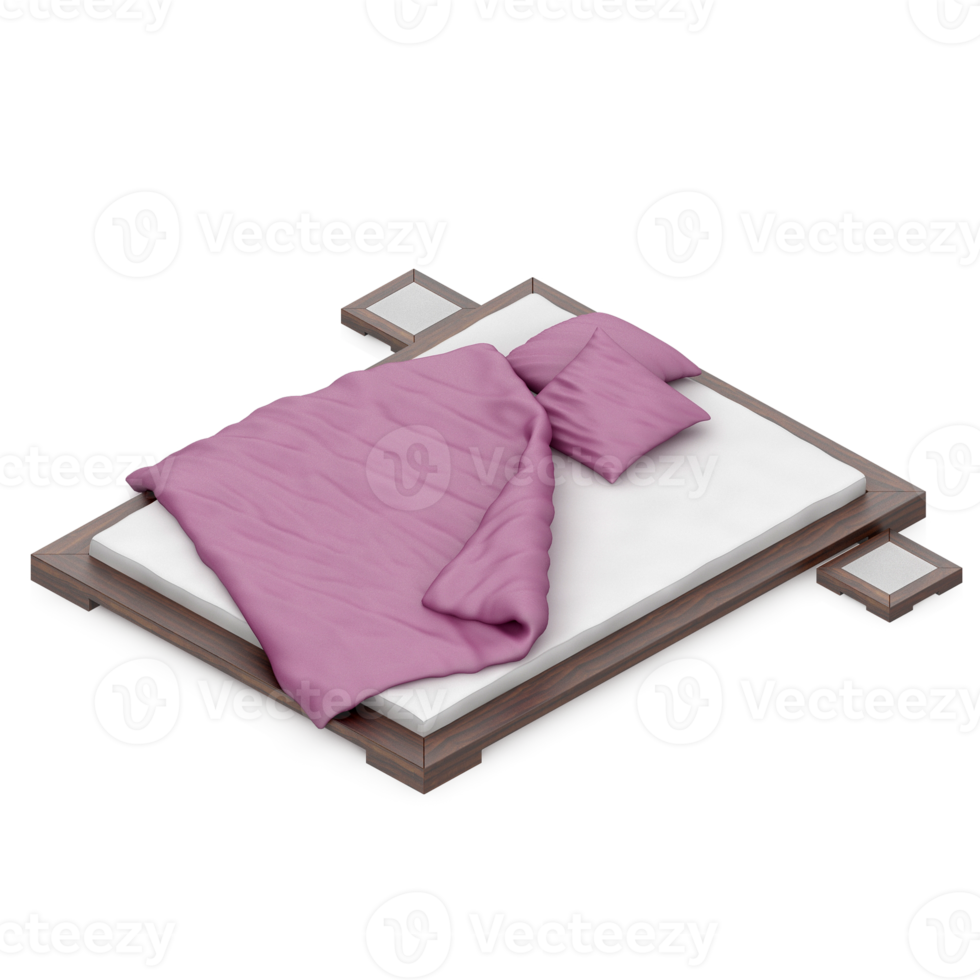 Isometric Bedroom 3D render png