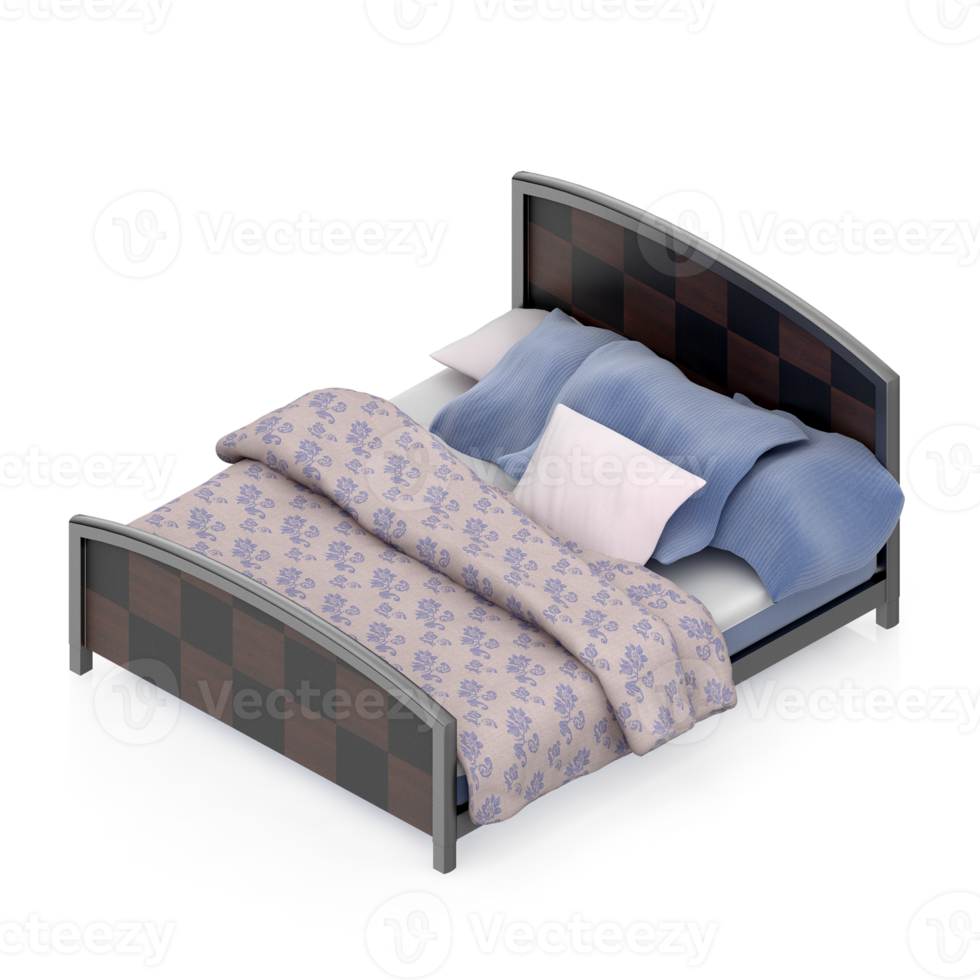 Isometric Bedroom 3D render png
