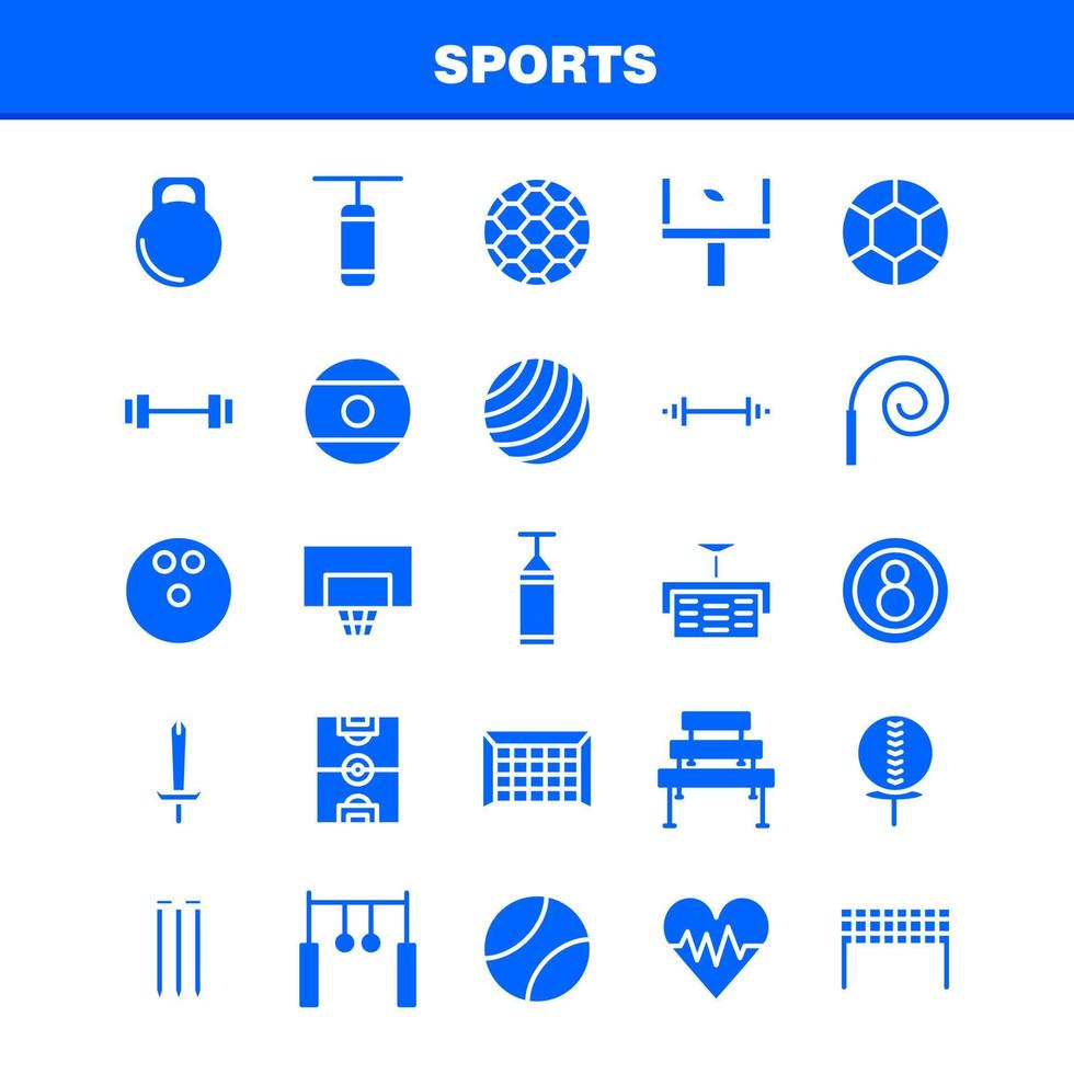 paquete de iconos de glifos sólidos deportivos para diseñadores y desarrolladores iconos de pelota golf tee deportes tocones de cricket wicket vector deportivo