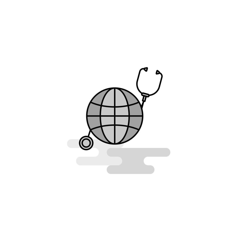 Globe Web Icon Flat Line Filled Gray Icon Vector
