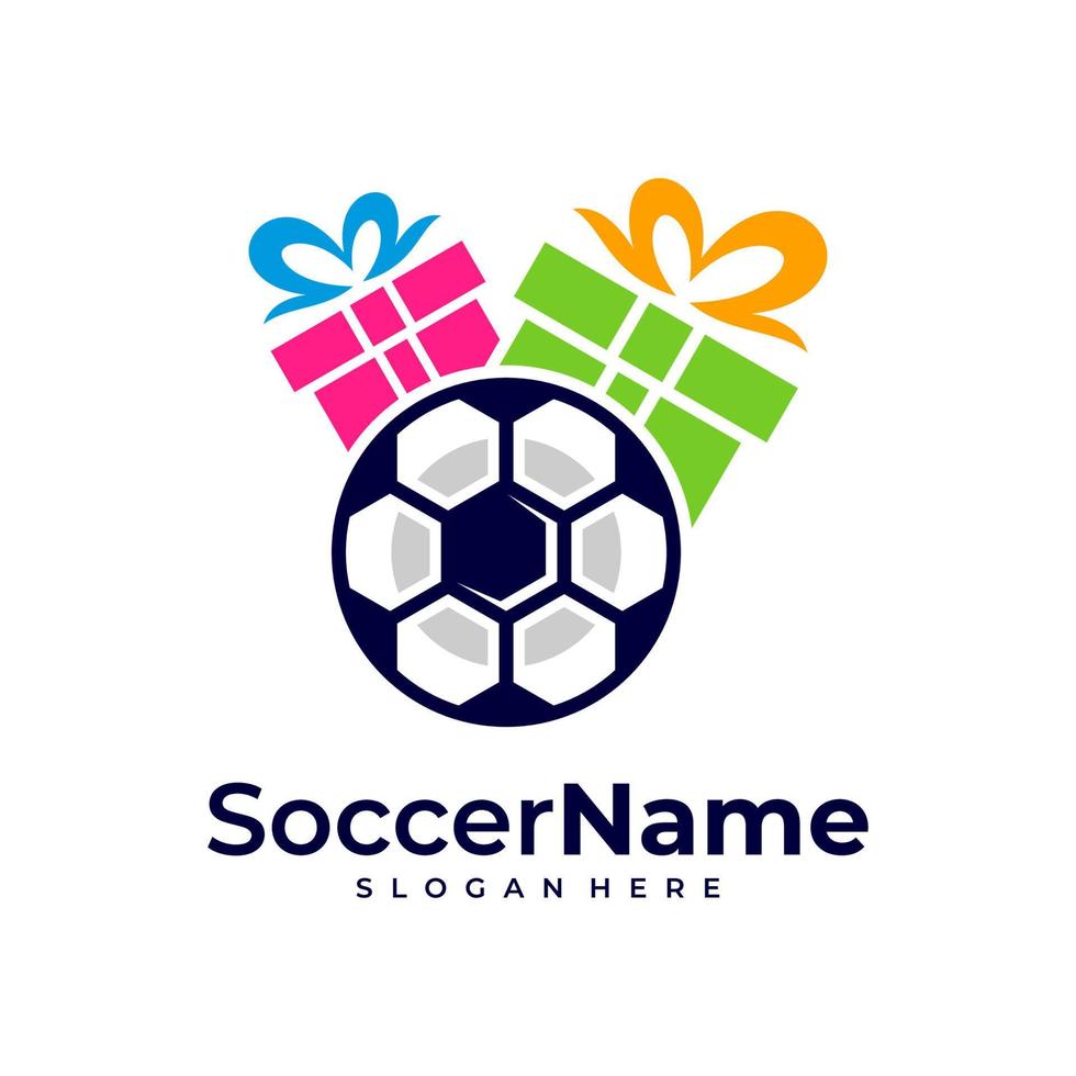 Gift Soccer logo template, Football logo design vector