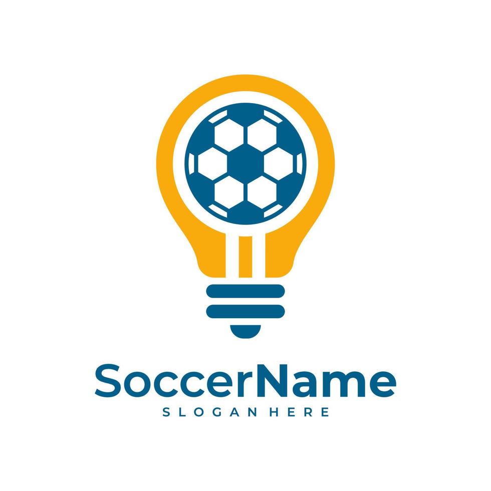 Bulb Soccer logo template, Football logo design vector