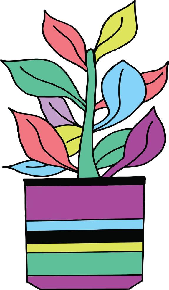 Colorful Rainbow Cactus - Multi-colored succulent or cactus in red, blue, green, yellow, and purple. Fun, bright vector image for a variety of projects.