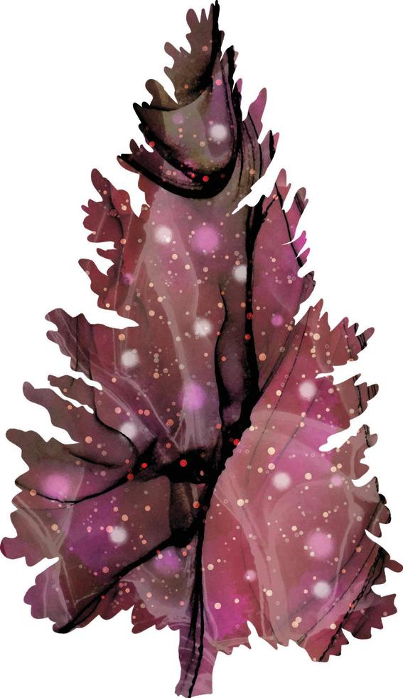 Red Christmas Tree Abstract Illustration, Alcohol ink, Pine Tree Art vector