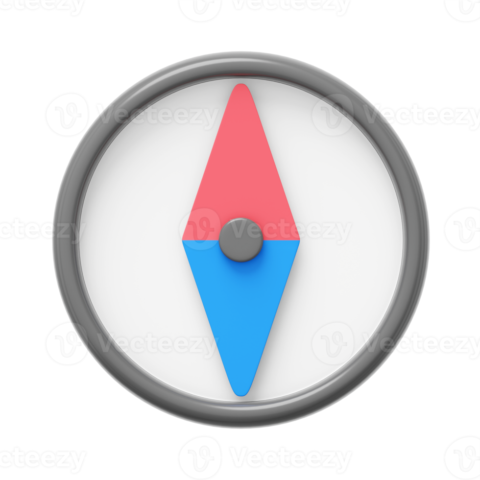 Cartoon compass, navigation, direction finding. PNG icon on transparent background.