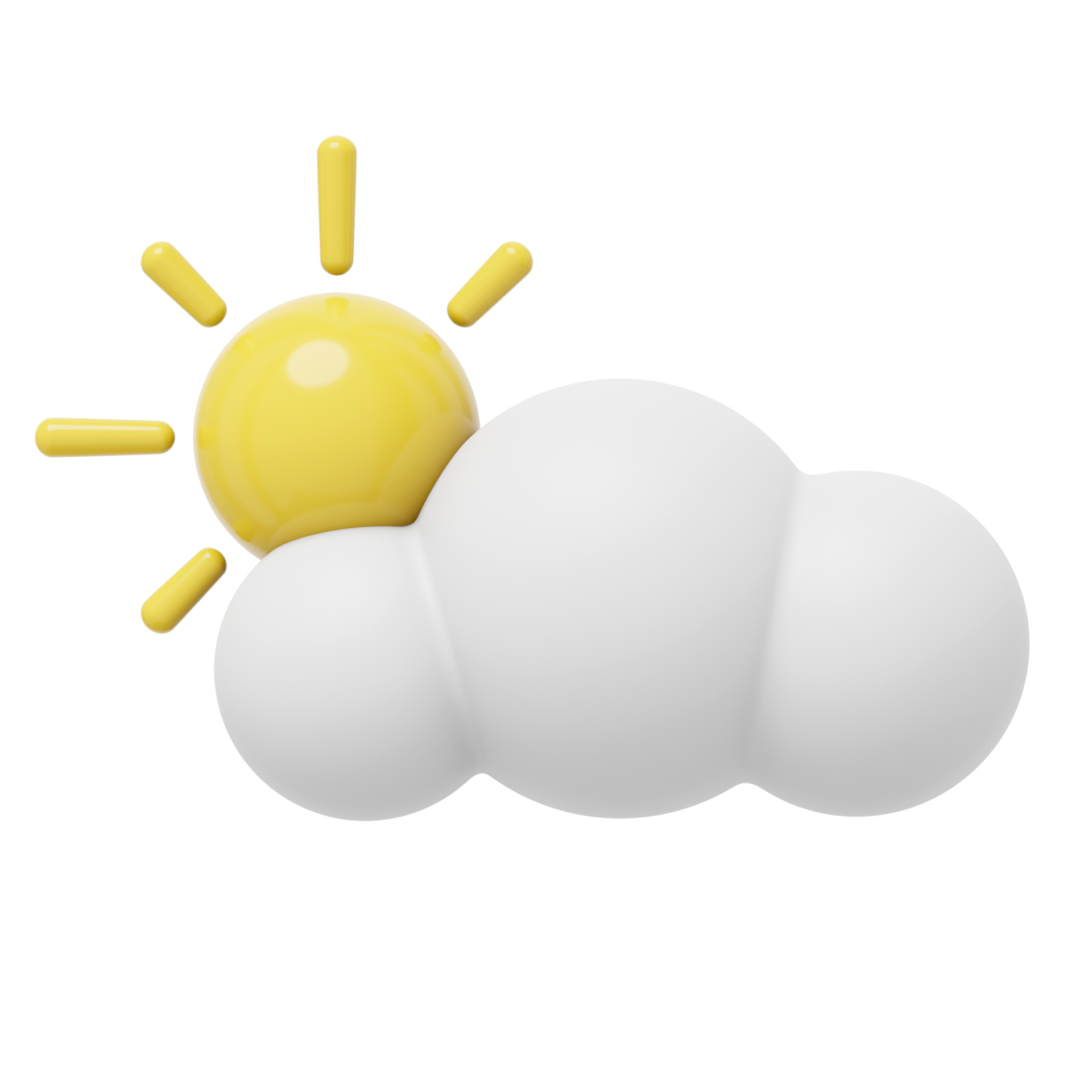 Free White cartoon cloud with sun. 3D rendering. PNG icon on transparent  background. 14033455 PNG with Transparent Background