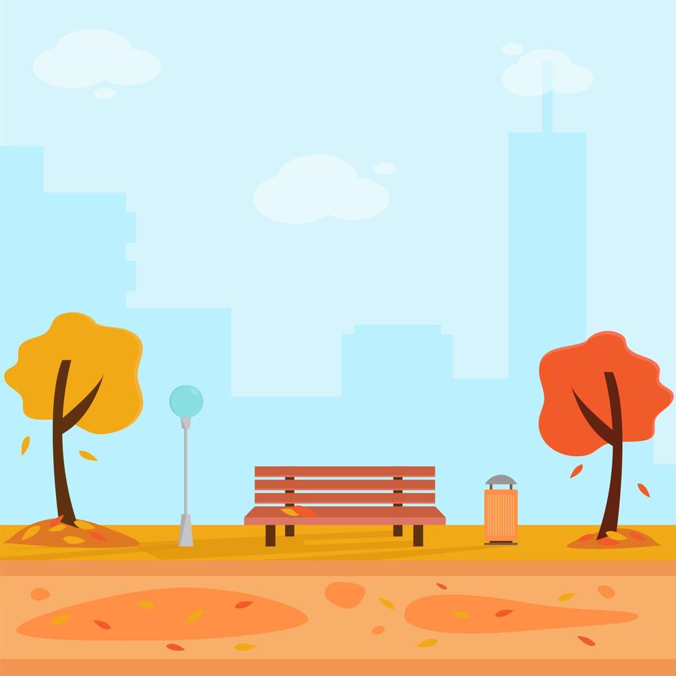 otoño en la ilustración de vector de ciudad