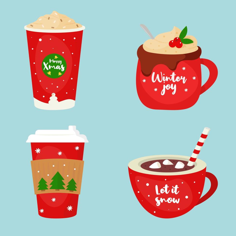 Delicious holiday drinks set vector