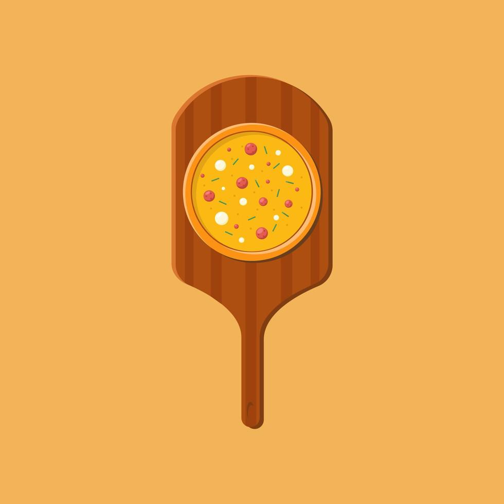 Vector pizza on wooden board