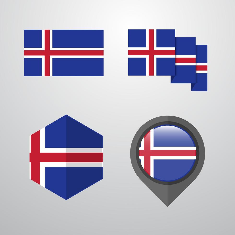 islandia bandera diseño conjunto vector