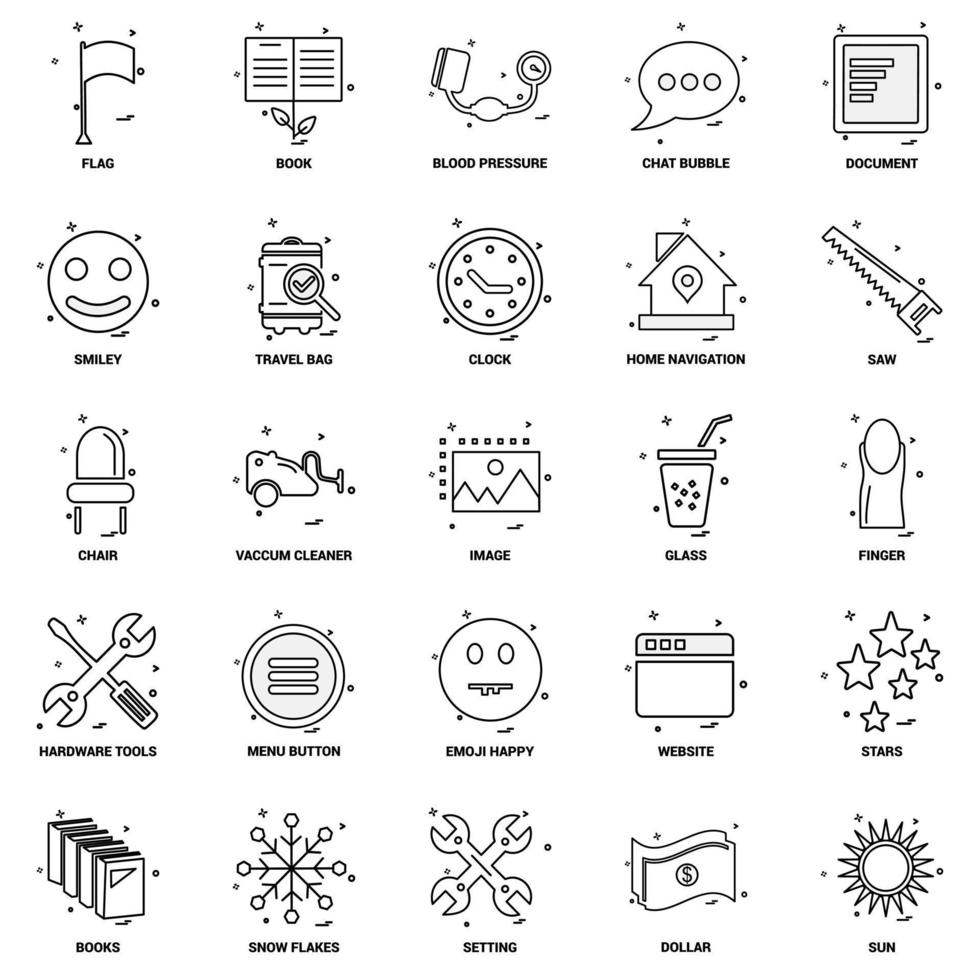 25 Business Concept Mix Line Icon set vector