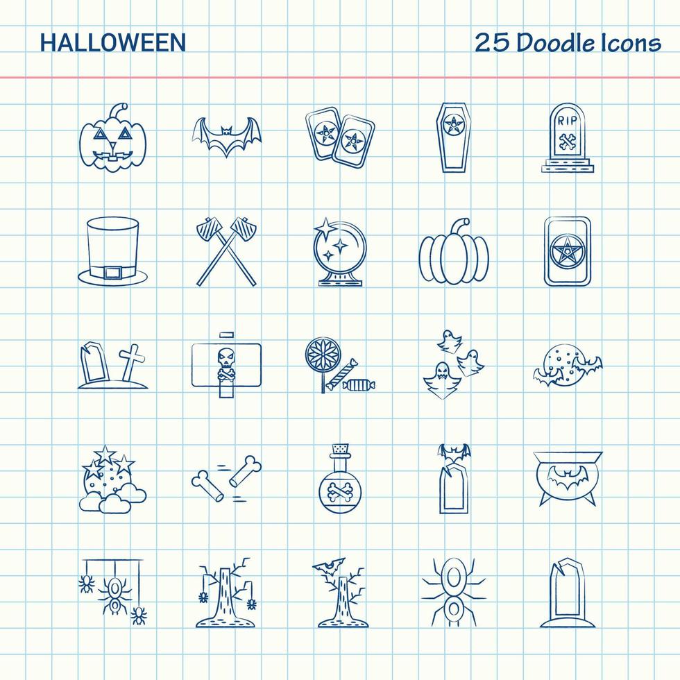 Halloween 25 Doodle Icons Hand Drawn Business Icon set vector