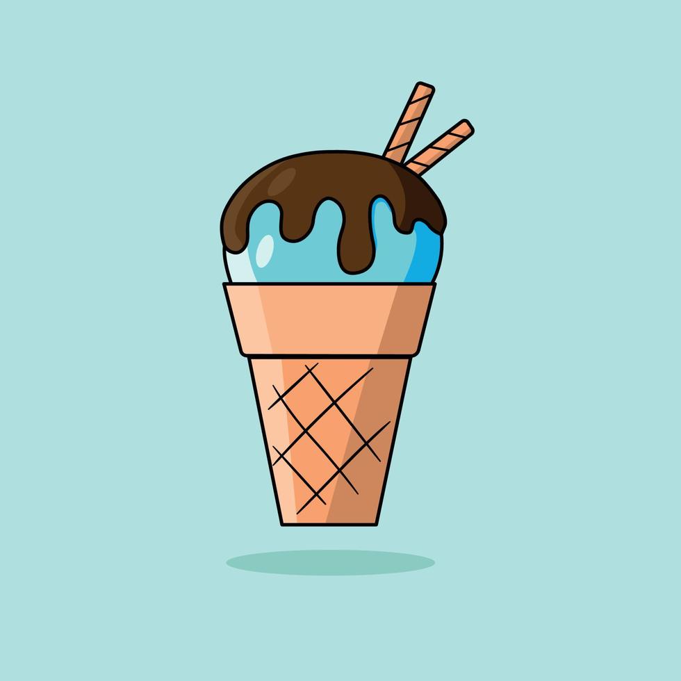 helado azul sobre fondo azul vector