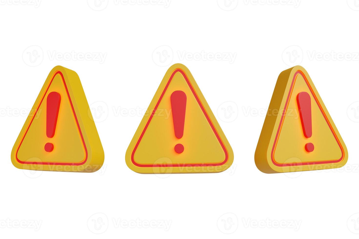 3d illustration of yellow triangle sign red exclamation mark symbol isolated on background-clipping path photo