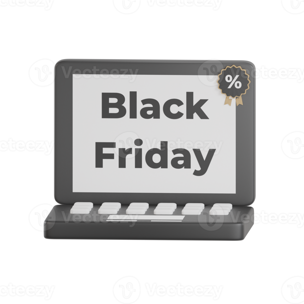 3d black friday laptop png