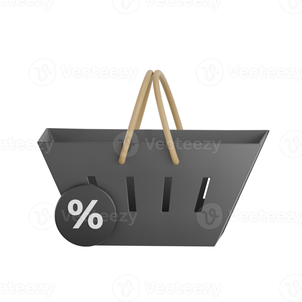 3d shopping basket black friday png