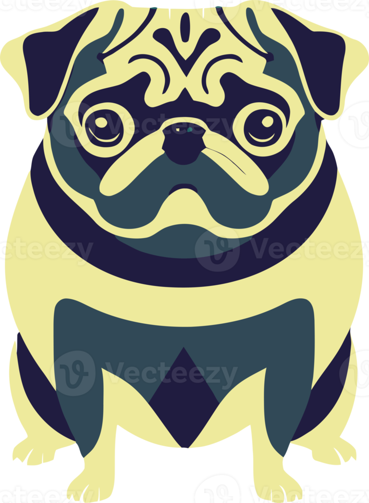 illustration  graphic of simple pug isolated good for logo, mascot, icon, print on t-shirt or customize your design png