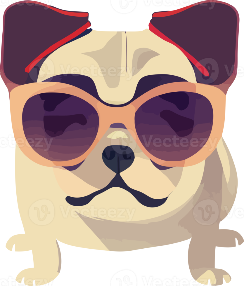 illustration  graphic of colorful French bulldog wearing sunglasses isolated good for logo, icon, mascot, print or customize your design png