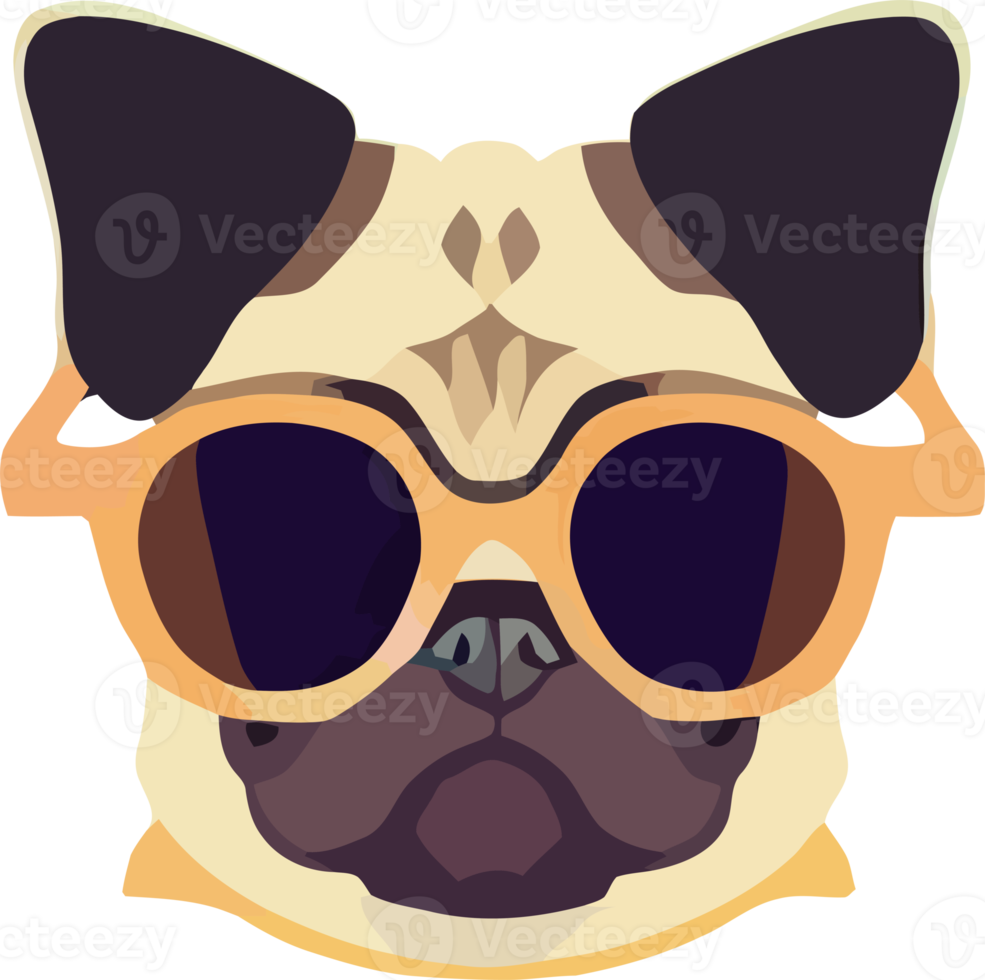 illustration graphic of colorful French bulldog wearing sunglasses isolated good for logo, icon, mascot, print or customize your design png