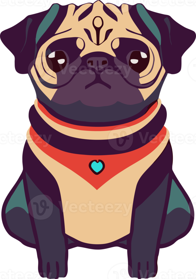 ilustración gráfica de pug fresco aislado bueno para imprimir en camiseta o personalizar su diseño png