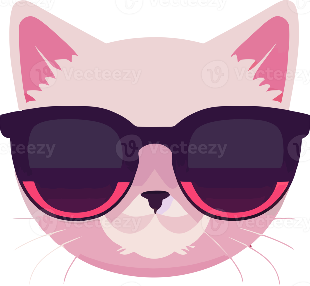 illustration graphic of cat wearing sunglasses isolated perfect for logo, mascot, icon or print on t-shirt png