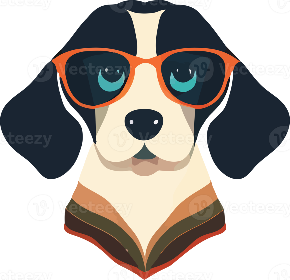 illustration graphic of beagle wearing sunglasses isolated good for logo, icon, mascot, print or customize your design png