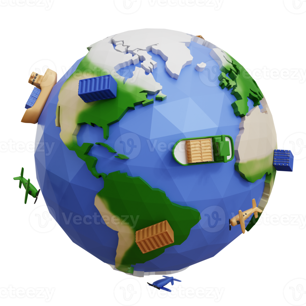 Earth Delivery Package 3D Illustration png