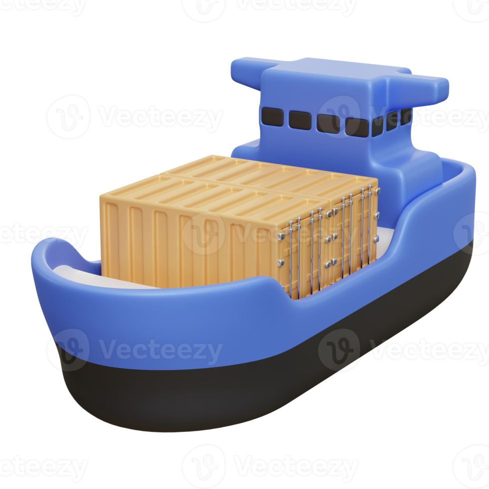 Cargo Ship 3D Illustration png