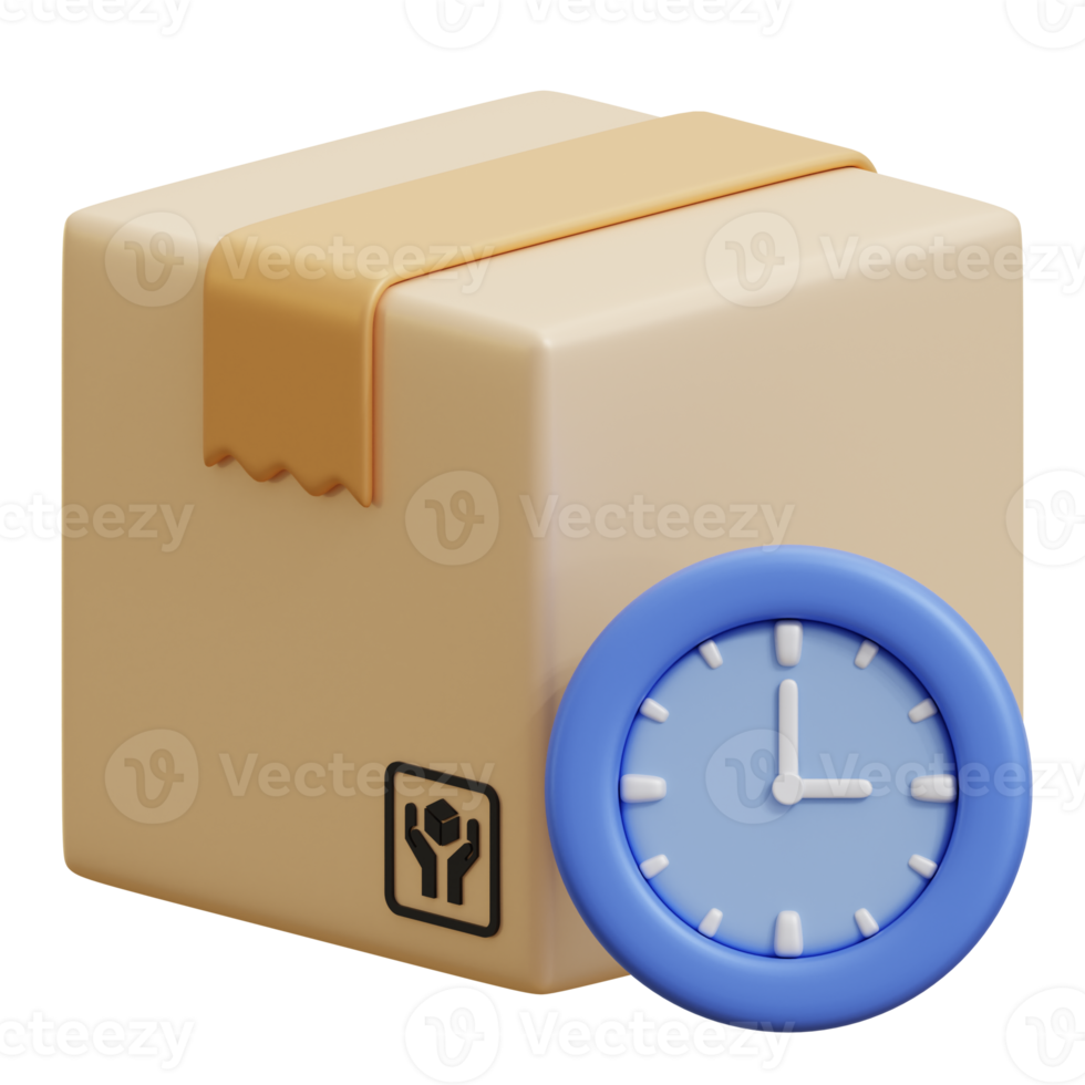 Clock Box Package 3D Illustration png