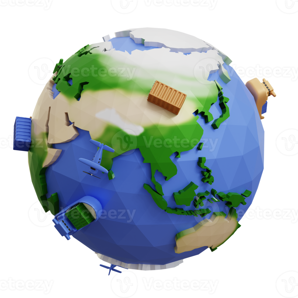 Earth Delivery Package 3D Illustration png